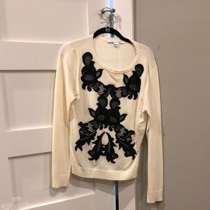 Black and white lace DVF sweater